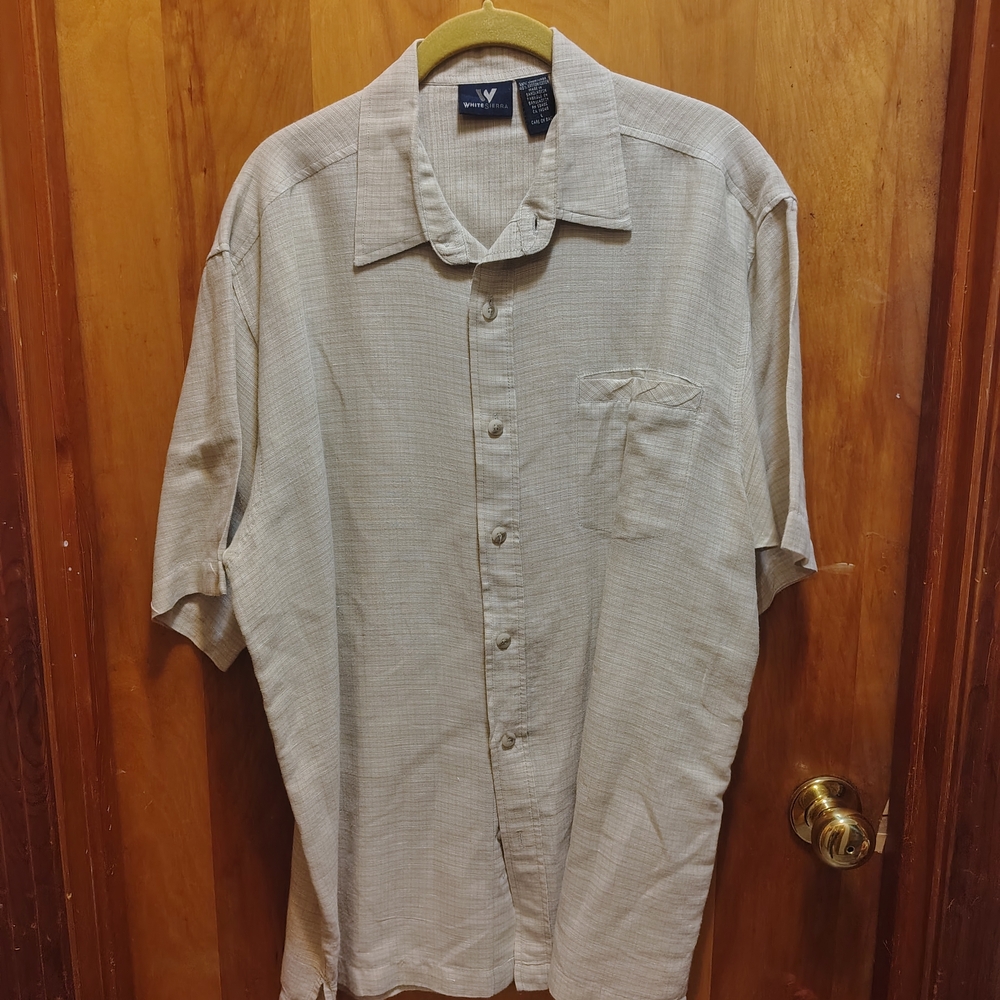 White Sierra Men's Light Tan Casual Button-Down Shirt